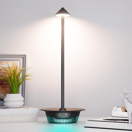 SurMountor Cordless Table Lamp, 3 Color Dimmable Rechargeable Battery Operated Portable Wireless Lamp with 7 RGB Color Changing Mode, Waterproof Small Touch Lamp for Bedroom/Dining Room/Bar Black
