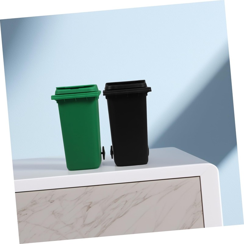 Operitacx 2pcs Recycle Bin Mini Wheelie Bin Trash Can Pencil