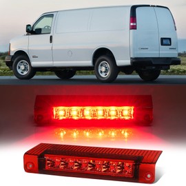 Cxdar Cxdar Third 3rd Brake Light LED for 2003-2017 Chevy Express, High Mount Rear Brake Lights Assembly for 03-17 GMC Savana, Waterproof Center Cab Lamp Stop Light, Red Lens