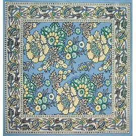 Floral Print Cotton Napkin 17" x 17" Baby Blue