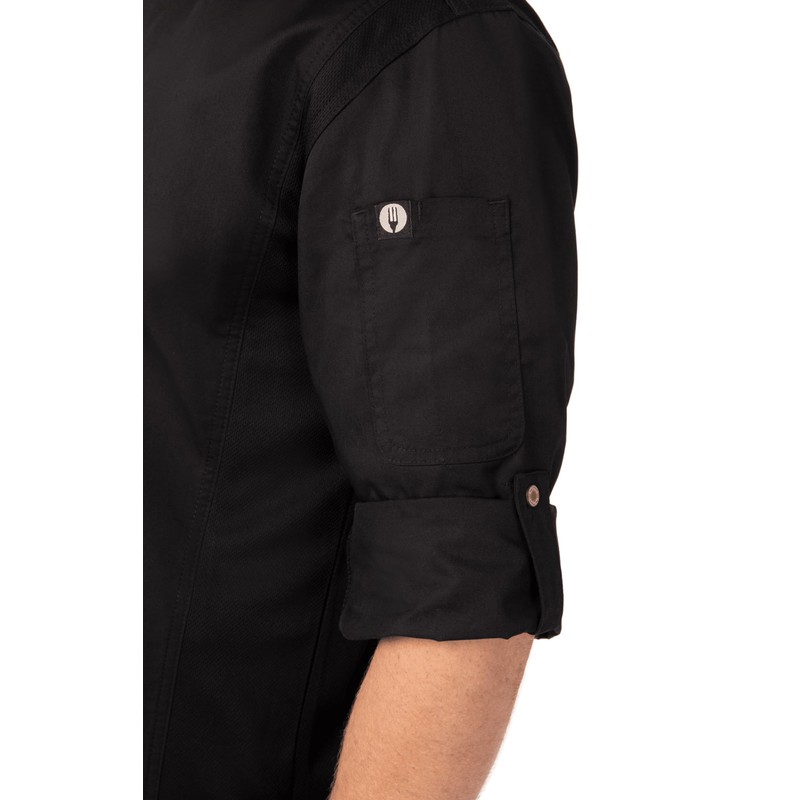 Chef Works Men's Hartford Chef Coat, Black, Small