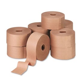 IPACKNOW Water Activated Tape, 2.83" x 450 Feet, 5.5 Mil Thickness Reinfoced Gummed Kraft Paper Tape 70MM x 137 Meter (10 Rolls)