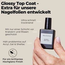 MISS SOPHIE'S Top Coats for Nail Wraps and Nail Polish, Ultra Quick Drying with Up to 14 Days Hold