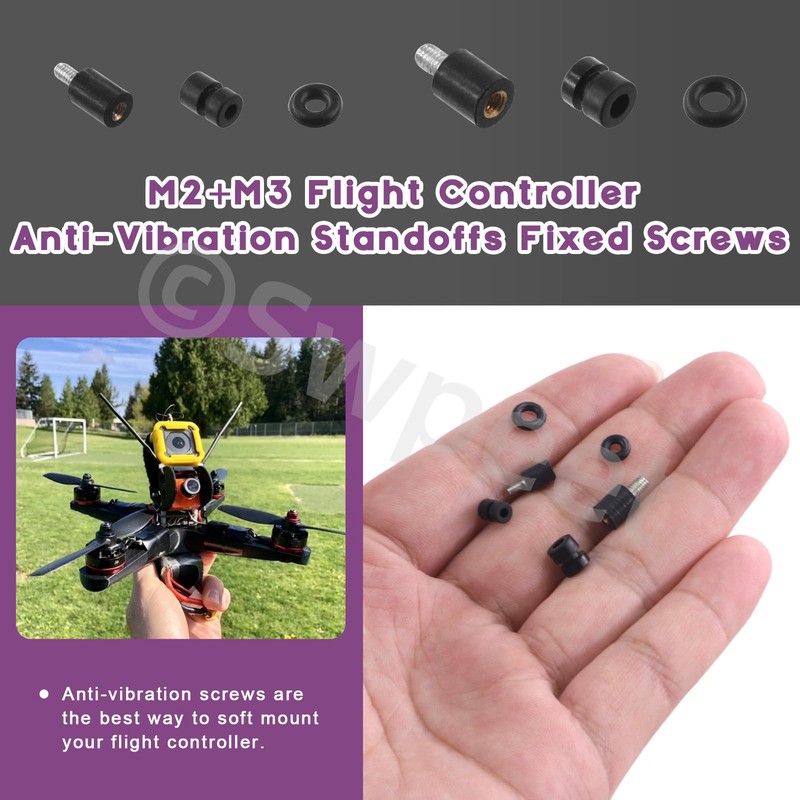 Swpeet 24Pcs M2 M3 Rubber Flight Controller Anti-Vibration Fixed Screws