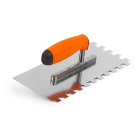 Mivos Toothed Smoothing Trowel 12 x 12 mm - Stainless Steel Serrated Smoothing Trowel 270 x 130 mm - Toothed Trowel with Soft Grip - Rustproof Smoothing Trowel with 12 mm Teeth - Made in EU