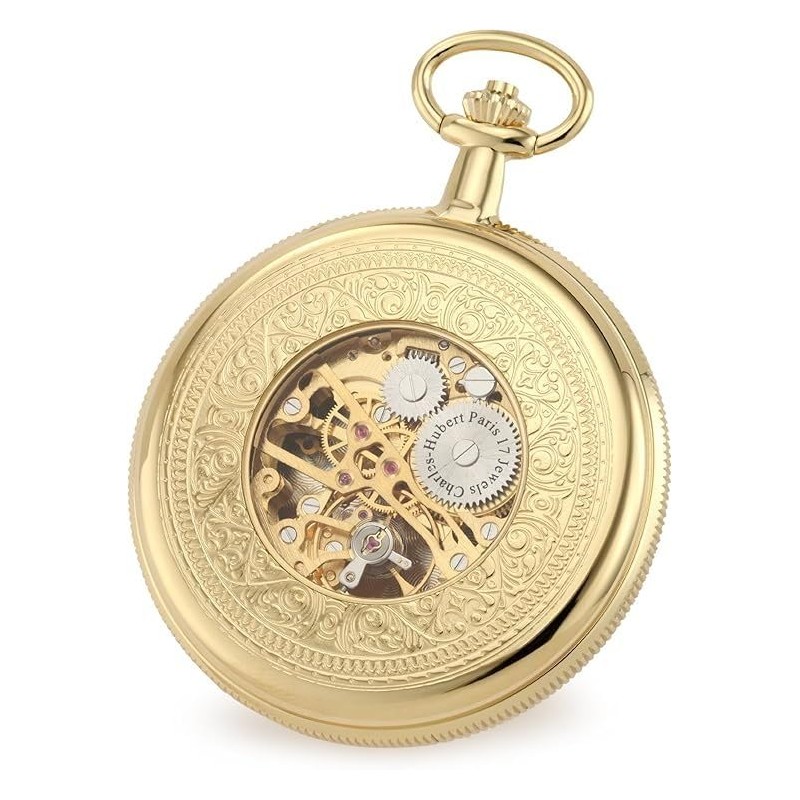 Charles-Hubert, Paris 3909-G Classic Collection Gold-Plated Hunter Case Mechanical Pocket