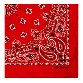 siucrde 20.5x20.5 In Cotton Paisley Bandana Head Wrap Scarf Wristband for Men Women(1PC,Red)