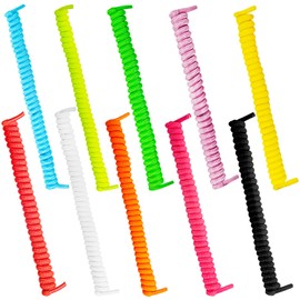 Koceci 10 Pairs Curly No Tie Shoe Laces, Elastic Shoe Laces, Bungee Laces for Sneakers, Anti Loose Shoelace for Sneakers (Colorful)