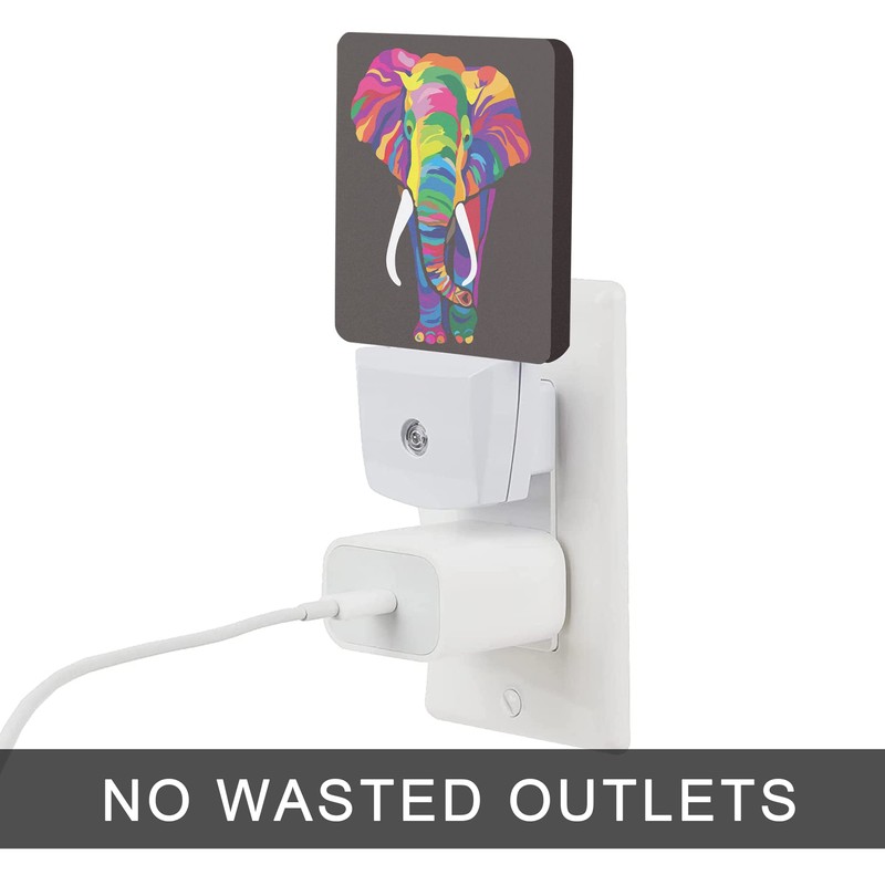 Oeaskly Elephant Night Light,Colorful Elephant Plug-in Night Lights with Dusk-to-Dawn