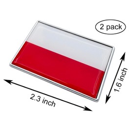 2 Pcs 3D Poland Polish Flag Metal Car Stickers Chrome Decals,2.3 x 1.6 Inch Metal Truck Stickers,Patriotic Car Motorcycle Emblem.
