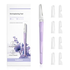 Reusable Dermaplaning Tool, Dermaplane Razor for Women Face Peach Fuzz Hair Removal, Exfoliating Face Razors for Women, Eyebrow Razor, 1 Razor + 8 Blade Refills, Purple