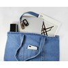 Hoxis Casual Denim Tote Bag with Zipper, A4 Large Capacity,