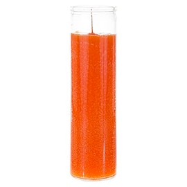Mega Candles 1 pc Unscented Orange 7 Day Glass Container Devotional Prayer Candles, Premium Wax Candle 2 Inch x 8 Inch, Sanctuary, Vigils, Prayers, Blessings, Religious, Memorials, Remembrance