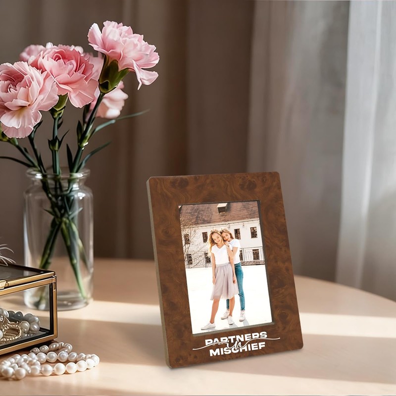 EDQAWN Partners in Mischief Picture Frame, Funny Picture Frames Gift,