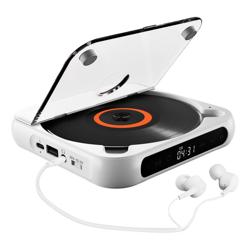 CD Player 3 Modes LED Display Touch Control Portable Retro
