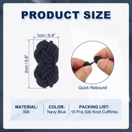 PATIKIL 5 Pairs Silk Knot Cufflinks, Elastic Fabric Shirt Cufflinks, Twist Knot Dress Accessories Cuff Link for Men, Women, Business, Gift, Wedding, Navy Blue