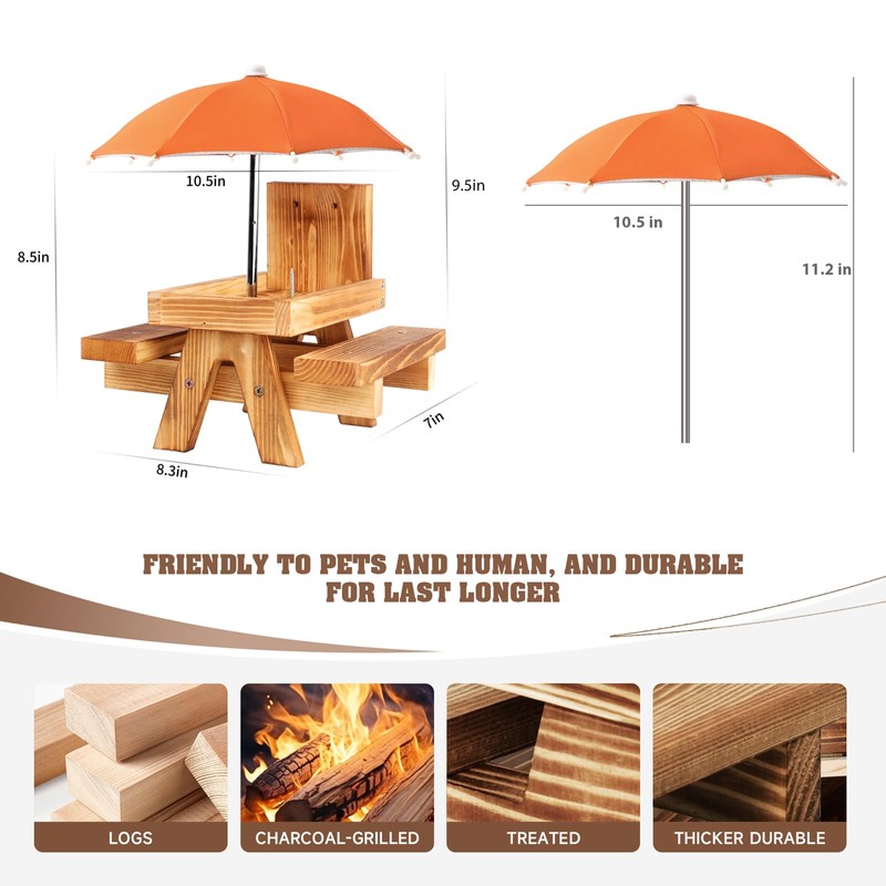 Gnodary Squirrel Feeder with Umbrella, Squirrel Feeders for Outside, Squirrel