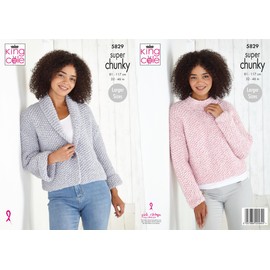 King Cole Ladies Super Chunky Knitting Pattern Womens Jacket & Sweater (5829), Multi, 32 - 46 inch