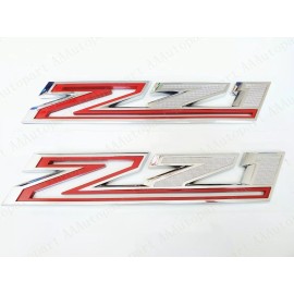 OEM 2pcs 2019-2023 Chevy Silverado Z71 Emblem OEM Fender Chrome Red 84632695