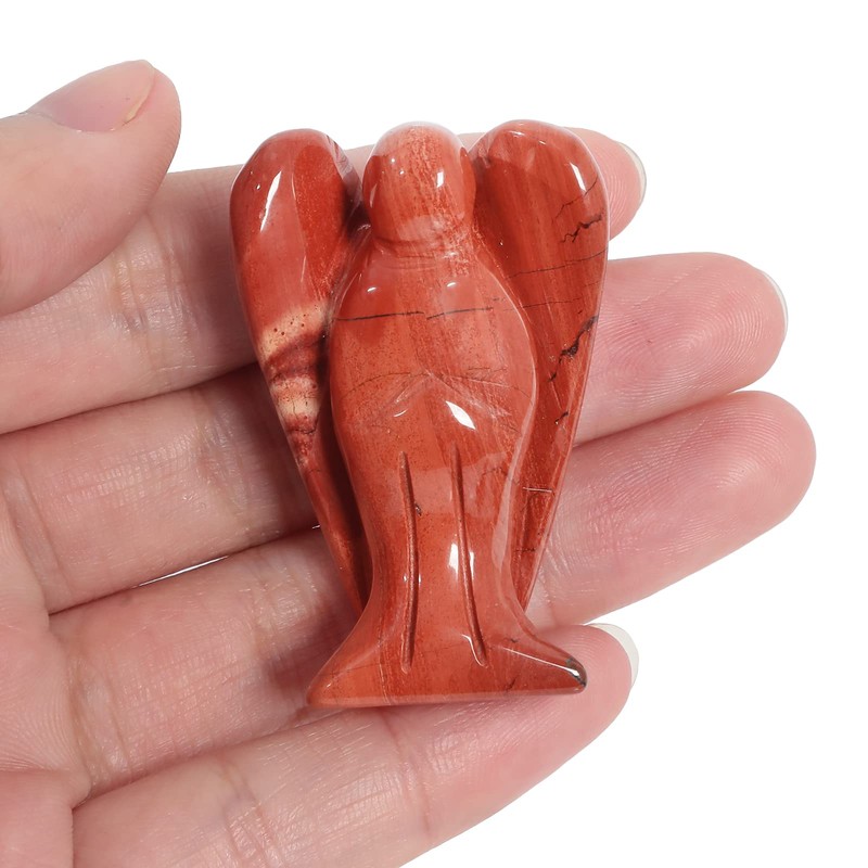 Loveliome Guardian Angel Statue,Hand Carved Stone Healing Crystal Figurines for