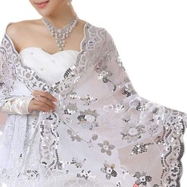 XUYUH Wedding Shawl New Bride Wedding Dress Women Cheongsam Shawl White Lace Embroidered Sequins Lon