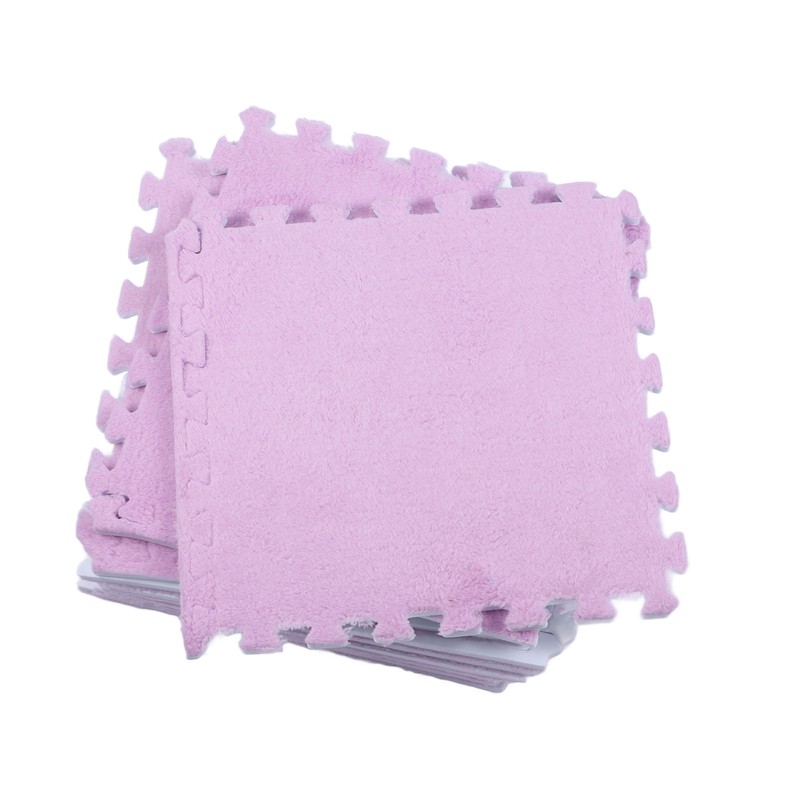 10pcs Plush Puzzle Floor Foam Mat Tiles Fluffy Cuttable Anti