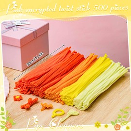 Peryiter Peryiter 500 Pieces Pipe Cleaners Chenille Stems for Flowers Craft Supplies Bulk Fluffy Fuzzy Sticks for DIY Art Projects Creative Gift Wrapping Party Decorations(Orange,12 Inch)