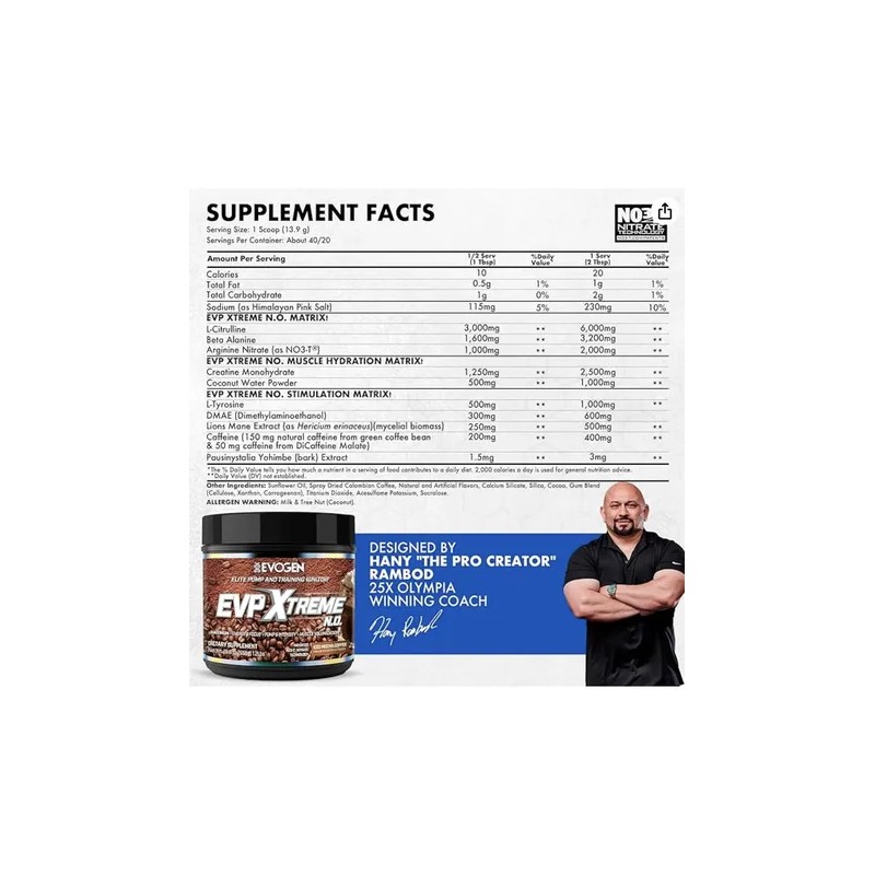 Evogen Evp Xtreme 40 Servicios Sabor Mocha Cafe