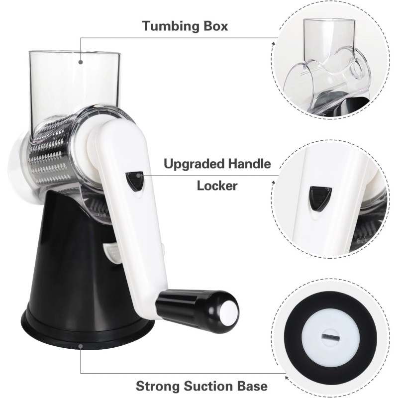 Cambom Rotary Cheese Grater Hand Crank Cheese Shredder for Fresh