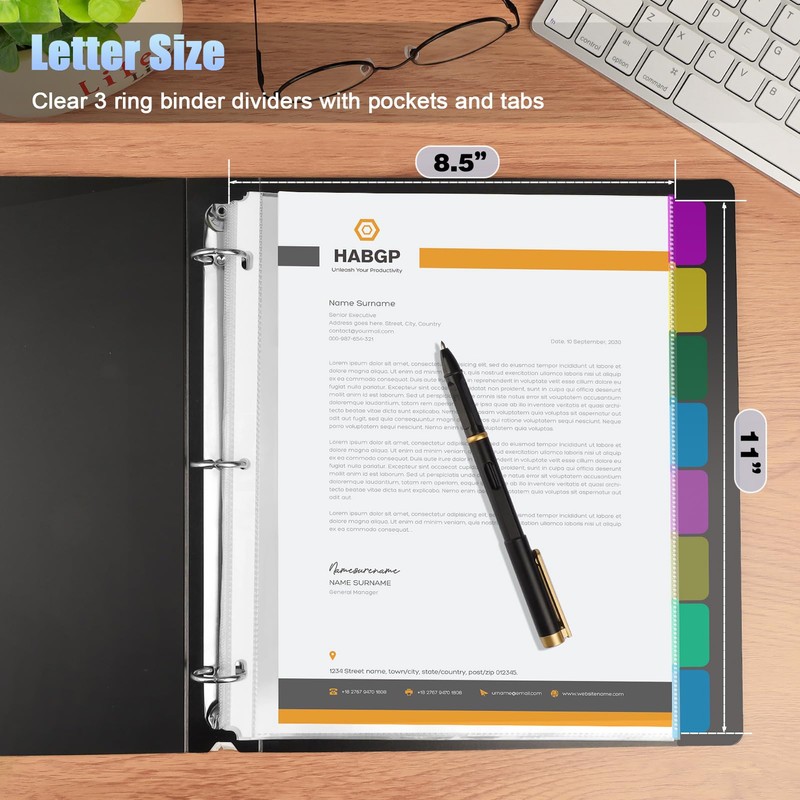 HABGP 24Pcs/3 Set Clear Sheet Protectors for 3 Ring Binder