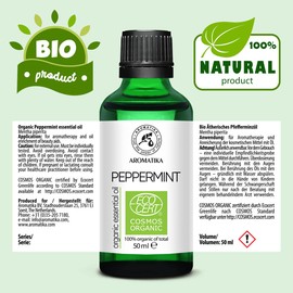 Mentha Piperita Organic Peppermint Oil 50 ml Peppermint Oil for Aroma Diffusers and Scented Candles 100% Pure Organic Peppermint Oil Mint Oil for Aromatherapy