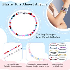 Friendship Bracelet, Bracelet Sets for Music Fans, Top Albums, Concert Outfit Gifts(10 pcs Beads)