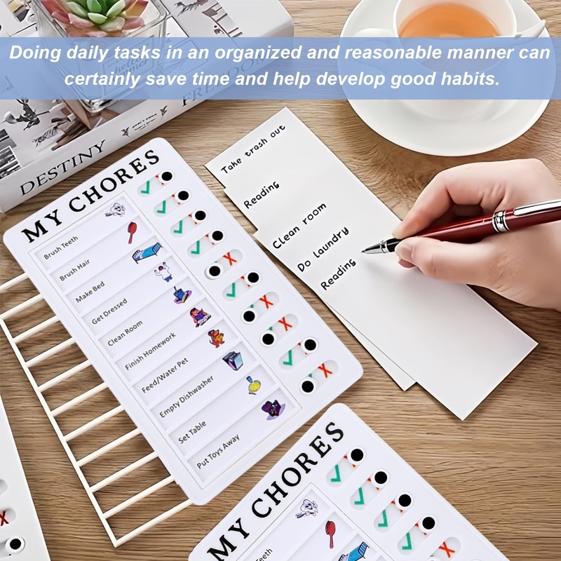 2 Pcs Behavior Chart,Daily Removable Reusable Chore Chart,Portable Chore Chart