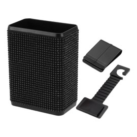 RATCHROLL 1 Pcs Universal Car Trash Can Hanging 4.3" Length 2.8" Width 5.5" Height Trash Bin with Hook and Back Clip Black Plastic Rhinestone
