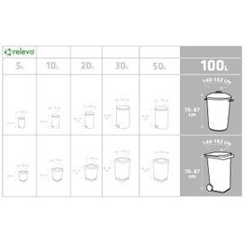 Relevo 100% Recycled Bin Liners, Heavy Duty 100L, 13 Bin Bags