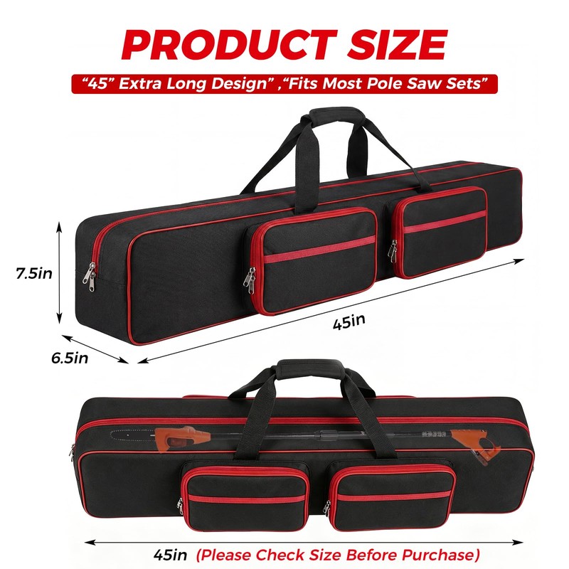 Incycall 45" Pole Saw Bag, Portable Chainsaw Case with Multiple