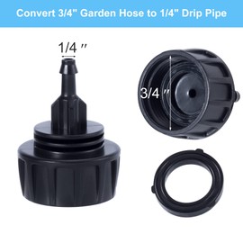 PAGOW Drip Irrigation Parts, 1/4 inch Drip Irrigation Fittings, Drip Irrigation Hose Adapter Connectors for Garden, Lawn Systems, Black (6pcs Irrigation Connector,6 washer)