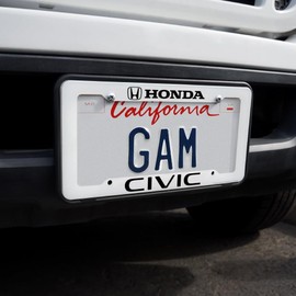 Honda Civic White License Plate Tag Frame