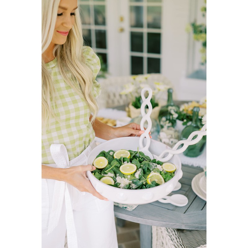 Mud Pie, White, 12" Twisted Wood Server Set