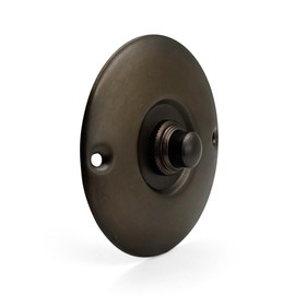 A29 Antique Brass Doorbell Button – 3” diameter – Classic Vintage Style Push Button Doorbell in Brass with Recess Mount – Wired for Two-Wire Chimes, Weather Resistant Finish, Easy DIY Installation