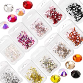 Novani Mix 10 Colors Rhinestones for Crafts Round Crystal Glass Flatback Gems and Rhinestones for Nails Art Makeup Bags Shoes Decoration DIY(SS10, 1440pcs, Mix Color 1)