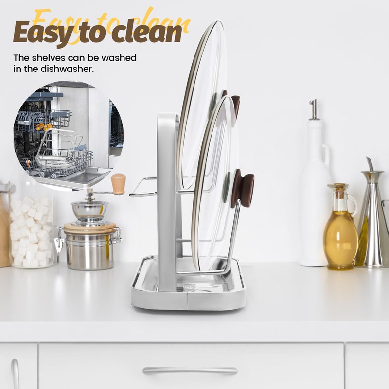 LELE LIFE Pot Lid Holder, Pot Lid Organizer, 304 Stainless