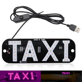 NSKANQI Taxi Sign Light USB On/Off Button, Bright Taxi LED Sign, Suction Cup Window Placement for Taxi Car (Pink)