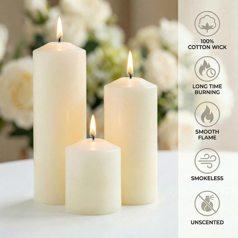 Cmoott 36 Pcs Individually Wrapped Pillar Candles Bulk, 2x3 2x6