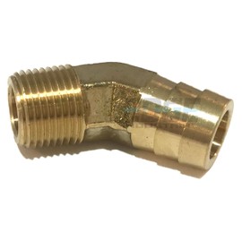 EDGE INDUSTRIAL 5/8" Hose ID to 3/8" Male NPT MNPT 45 Degree Brass Elbow Fitting Fuel / AIR / Water / Oil / Gas / WOG (Qty 01)