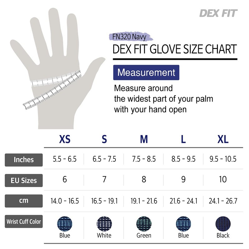 DEX FIT Premium Nylon Nitrile Work Gloves FN320, 3D-Comfort Stretchy