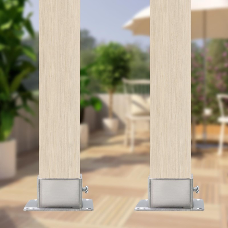 Wealrit 4 Pcs Stainless Steel Square Post Bases Heavy Duty