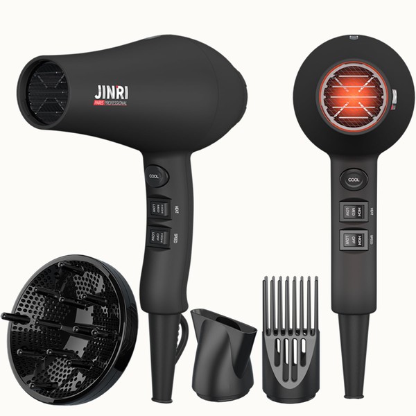 JINRI Ionic Hair Dryer with Diffuser & Comb and Concentrator,