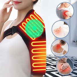 Heated Shoulder Brace with Massager Portable Electric Heating Pad for Shoulder Pain and Upper Arm Muscle Massage Heated Wrap for Shoulder Left