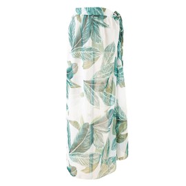 Generisch Nhgkju Pareo Scarf for Women - Lightweight Sarong with Tie Belt, 96 x 100 cm, Summer Beach Dress, Perfect for Beach, Pool & Holiday, Green print, M